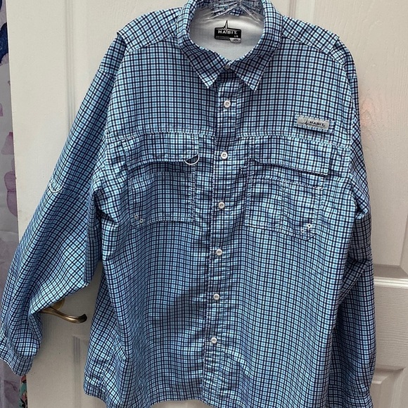 F men’s Havit button down long sleeve solar factor 40+ regular size shirt L - Picture 1 of 5